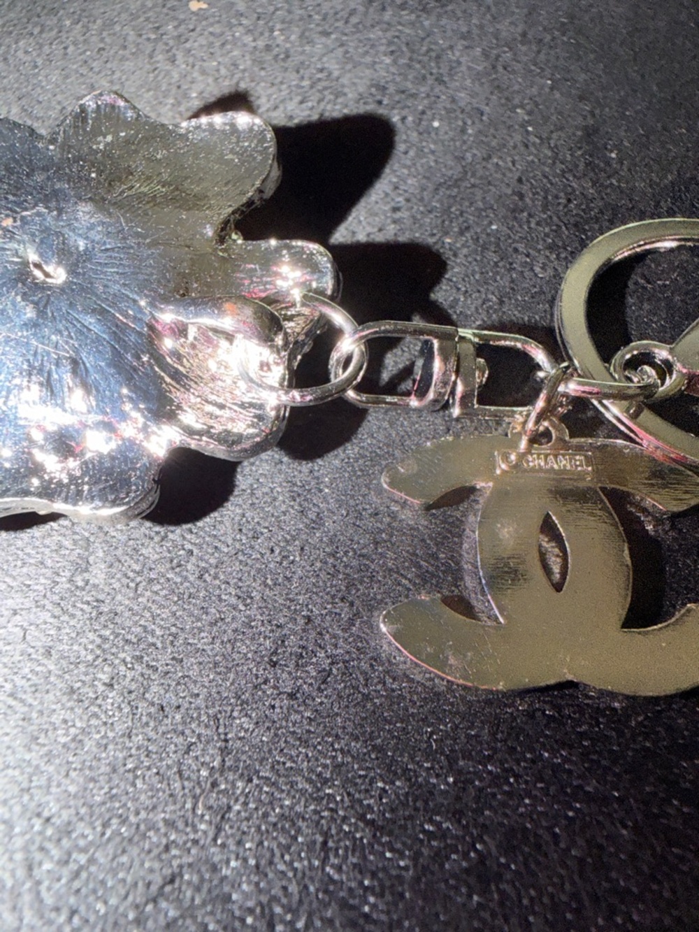 Custom Curated Pink CC & Crystal White Rose Keychain - Picture 6 of 7